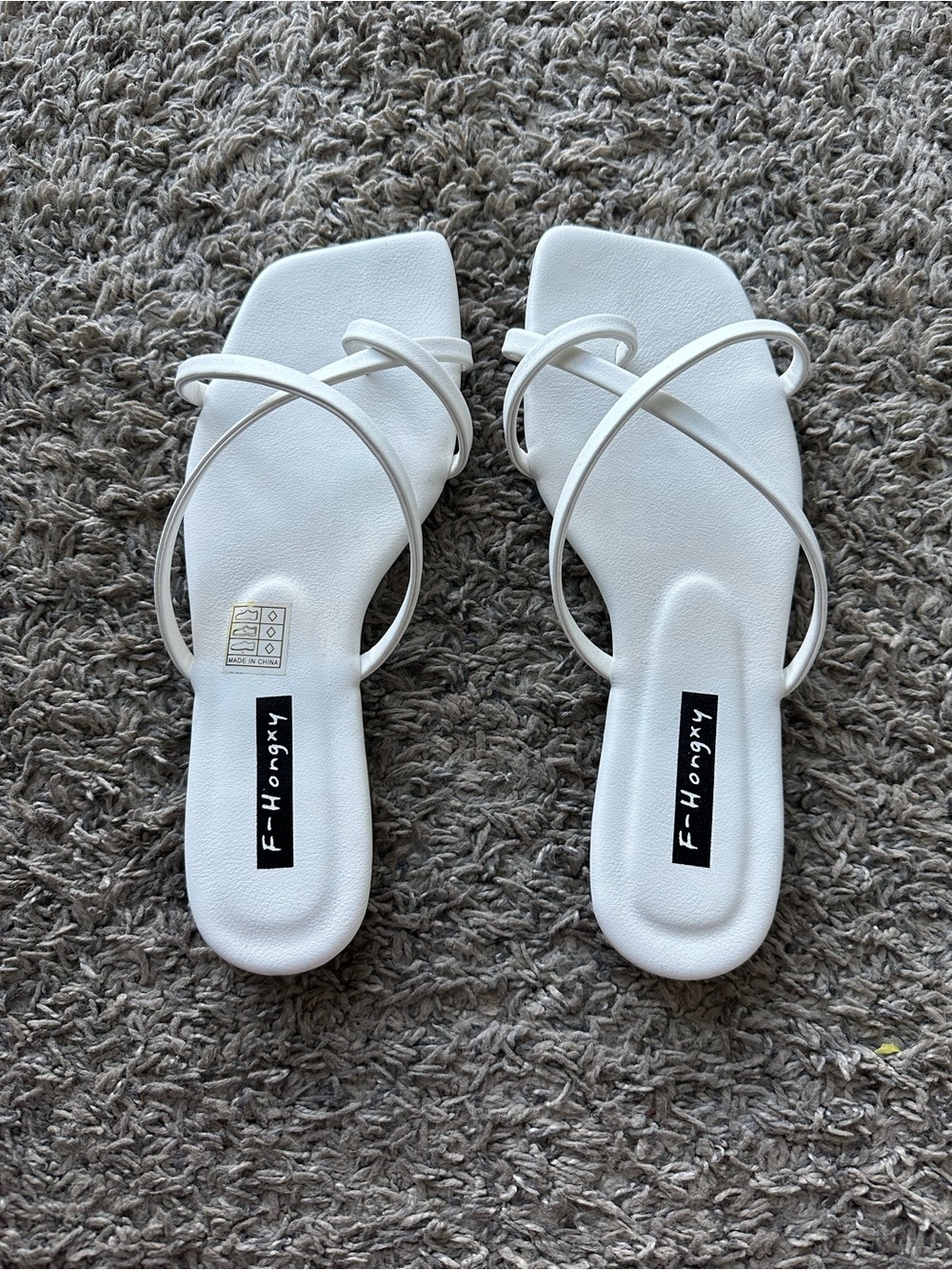 White Strappy Square-Toe Women's Sandals
